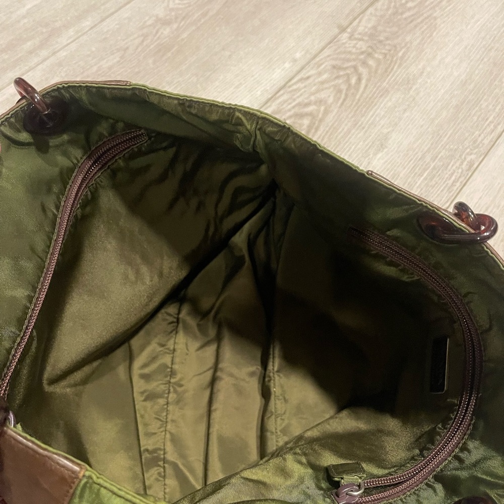 Prada brown leather with green nylon combo chain handle - Picture 5 of 11